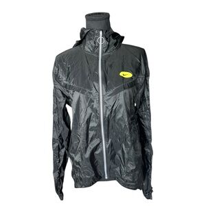 Nike Running Windbreaker Jacket Black Neon Swoosh Lightweight Zip Athletic M